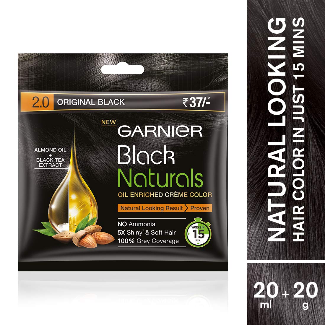 Garnier Garnier Black Naturals Hair colour Shade 2 Original Black 20 ml +  20 gm - Vizag Grocery Store