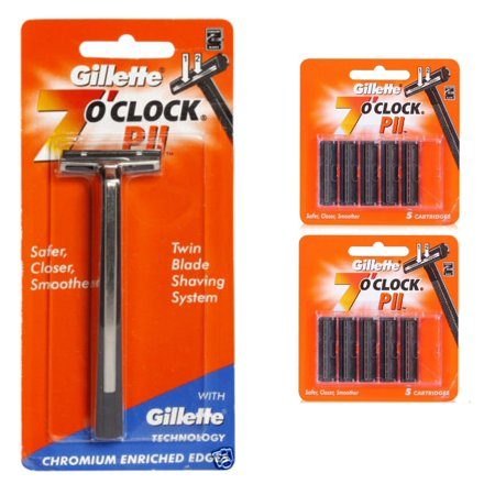 Gillette - 7 O Clock Cartridges - P II With Chromium Enriched Edges, 5 pcs Pouch
