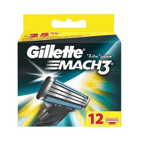Gillette Mach3 - Manual Shaving Razor - Blades Cartridge, 12 pcs