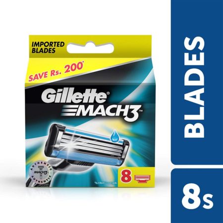 Gillette Mach3 - Manual Shaving Razor - Blades Cartridge, 8 pcs