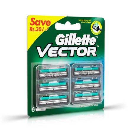 Gillette - Vector Plus - Manual Shaving Razor Blades Cartridge, 6 pcs