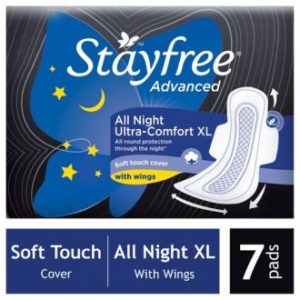 STAYFREE Sanitary Pads - Advanced All Night Soft Ultra - Thin XL with Wings, 7 Pads