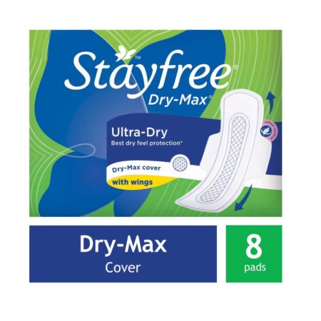 STAYFREE Sanitary Pads - Dry - Max Ultra - Dry with Wings, 8 Pads