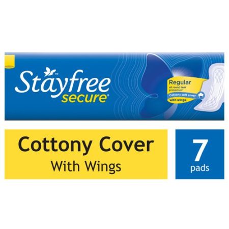 STAYFREE Secure Cottony Soft Sanitary Pads With Wings, 7 Pcs Pads