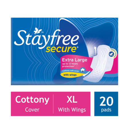 STAYFREE Secure - Cottony XL Soft Sanitary Pads With Wings, 20 Pads