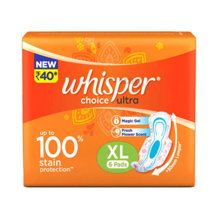 Whisper Choice Sanitary Napkins - Ultra XL, 6 pcs Pads