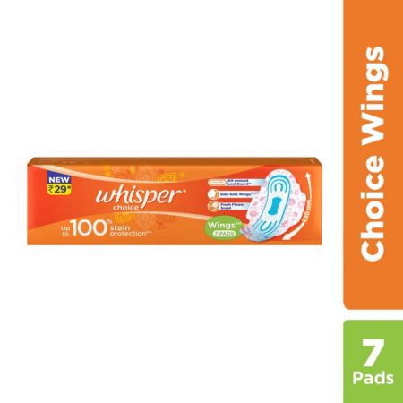 Whisper Sanitary Pads - Choice Wings, 7 Pads