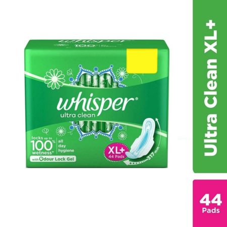 Locks upto 100% wetness, even odours Odour lock gel that gives you hygienic protection Nearly 40% longer for more coverage vs. Whisper choice wings Delightful scent, Usage Type: Disposable, Ideal Usage: Women, Girls Dri-weave cover provides soft, dry protection Use whisper ultra clean XL+ for days when your period flow is heavy vs an ordinary pad