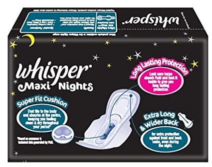 Whisper Sanitary Pads - Maxi Nights XL Wings Extra Heavy Flow, 15 Pads