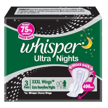 Whisper Sanitary Pads - Ultra Night Extra Heavy Flow XXXL Wing, 3 Pads