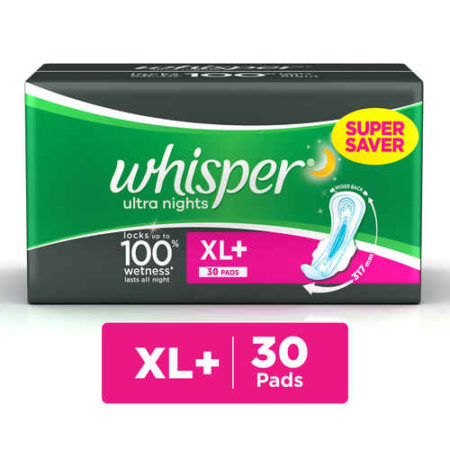 Whisper Sanitary Pads - Ultra Night XL+ Wings, 30 Pads