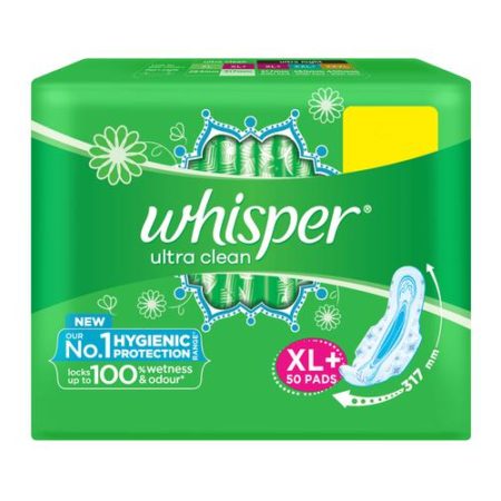 Whisper Ultra Clean Sanitary - Pads For Women XL+, 50 pcs