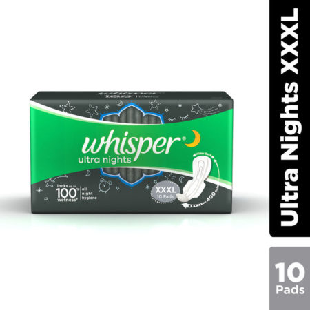 Whisper Ultra Nights Sanitary Pads - XXXL Wings, 10 pcs