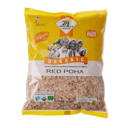 24 Mantra Organic - Red Poha, 500 gm Pouch