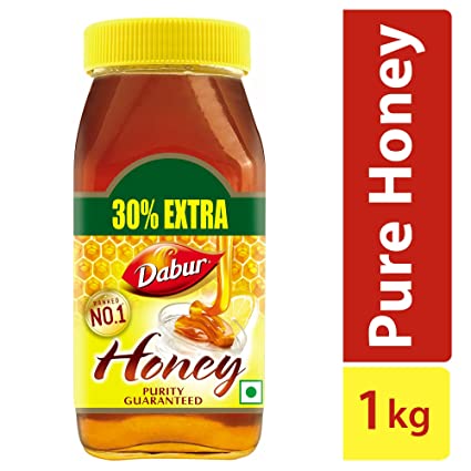 Dabur Honey - 100% Pure World’s No.1 Honey Brand with No Sugar Adulteration, 1 kg Bottle (Get 30%Extra)