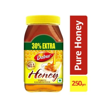 Dabur Honey - 100% Pure World’s No.1 Honey Brand with No Sugar Adulteration, 250 g Bottle (Get 20%Extra)