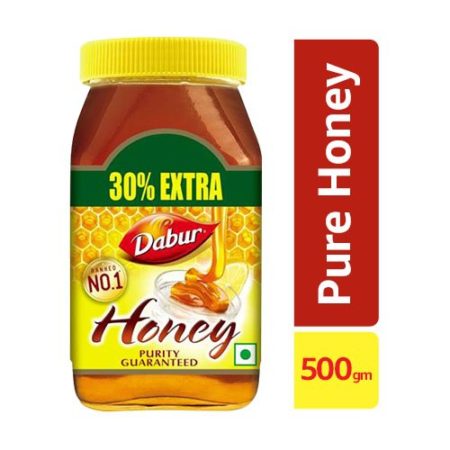 Dabur Honey - 100% Pure World’s No.1 Honey Brand with No Sugar Adulteration, 500 g Bottle (Get 20%Extra)